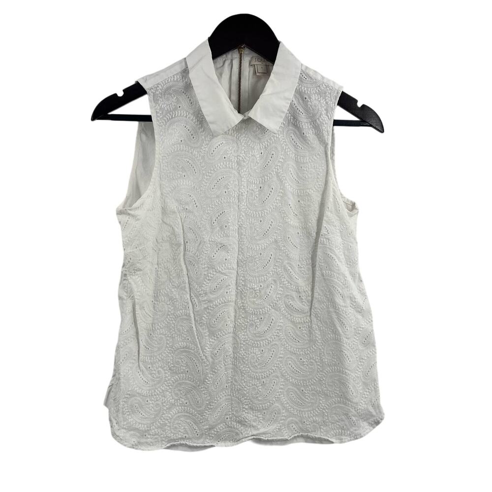 J Crew White Lace Sleeveless Zip Back Size‎ 4